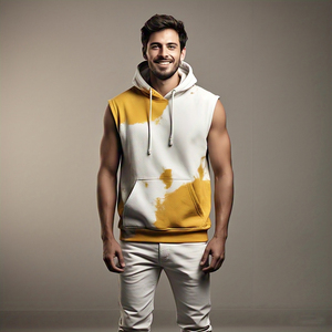 Workout Sublimation Sleeveless Hoodie Men's Sportswear Running Hood Pullover Heavyweight Sleeveless Sublimation Hoodie Men - Product Image 1