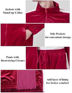 Survêtement d'hiver unisexe de luxe vintage en velours écologique imprimé de logo personnalisé brodé coupe ample décontractée vêtements de grande taille - Product Image 5