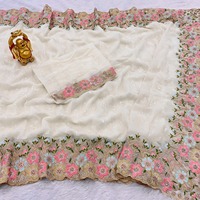 Georgette de vente chaude avec des paillettes et du travail de pierre Saree approvisionnement en gros d'usine de l'Inde à des taux bon marché