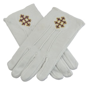 Shriner Masonic Guantes de algodón bordados-[Blanco - Product Image 3