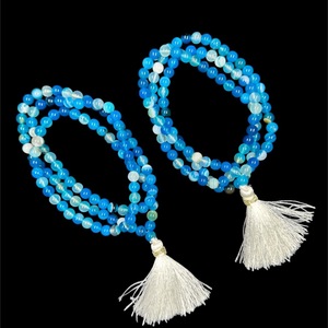 Collana di perle di Mala agata blu con perline di preghiera 108 fatte a mano con <span class=keywords><strong>pietre</strong></span> preziose per la <span class=keywords><strong>fertilità</strong></span> in pietra Chakra-regalo - Product Image 1