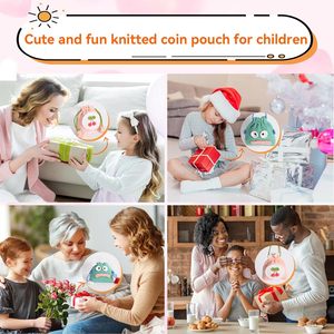 Adorable monedero pequeño hecho a mano de tiburón de ganchillo 100% tejido a mano Kawaii cereza monedero, lindo divertido Mini Cordón de felpa de dibujos animados - Product Image 2