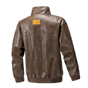 Nouvelle veste bomber en cuir tendance pour homme, style rétro, polyvalente, respirante, pour couple, moto, printemps, élégante et tendance - Product Image 5