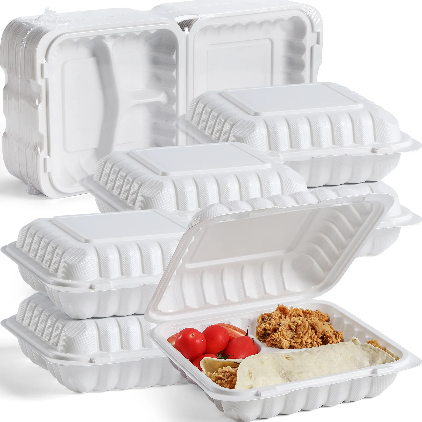 Deli Restaurant Mikrowellen geeignete Plastik mahlzeit Prep Bento Lunch Klappbare Lebensmittel behälter Paket To Go Boxen