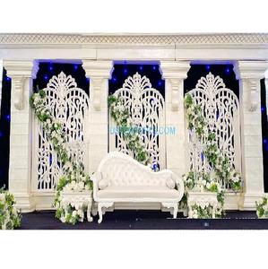 Decoración de Escenario de Boda Cristiana Contemporánea, Aspecto Elegante, Acabado Blanco, Diseñador de Escenarios de Boda, Marco Blanco para Escenario de Boda - Product Image 1