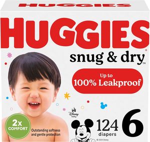 ผ้าอ้อมฮักกี้ส์ ไซส์ 6, ผ้าอ้อมเด็กแบบ Snug & Dry, ไซส์ 6 (มากกว่า 35 ปอนด์), 124 ชิ้น - Product Image 3