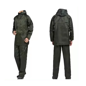 Combinaison de pluie de style professionnel en polyester enduit de PU de haute qualité, veste en laine, pantalon, fermeture éclair, anti-froissement, impression de logo personnalisée, plat - Product Image 5