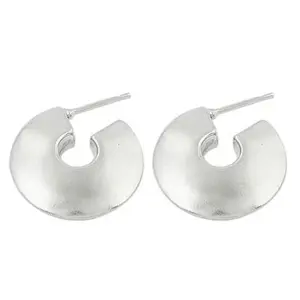 Boucles d'oreilles demi-cercle minimalistes tendance pour femmes en argent 925, style religieux mignon, plaqué rhodium, perle, or rose 18 carats - Product Image 2