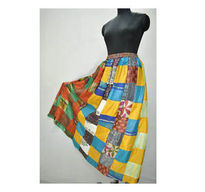 Jupe longue 100% soie, Patchwork jupe sari faite à la main Inde livraison gratuite grande taille - Product Image 1