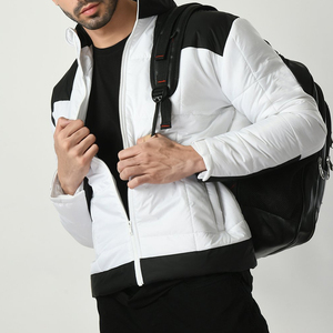 Nouvelles vestes matelassées en duvet pour hommes à col montant et fermeture éclair intégrale avec logo personnalisé en couleur unie - Product Image 1