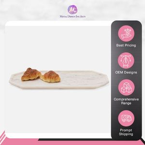 Plateau de service en marbre blanc de luxe Vaisselle design haut de gamme pour la présentation d'aliments et de boissons dans les hôtels - Product Image 3