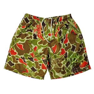Shorts pour hommes imprimés camouflage vert brun rouge motif floral respirant séchage rapide été décontracté vêtements de basket-ball - Product Image 4