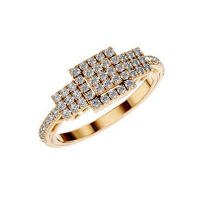 Anillo de diamantes de racimo cuadrado de oro auténtico de 14 quilates, banda apilada elegante para compromiso, uso diario, fiestas, joyería fina clásica al por mayor - Product Image 6