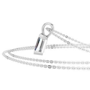 Collar con Colgante de Moissanita Corte Esmeralda, Chapado en Oro de 14K y Rodio, Solitario de Cuatro Puntas, Joyería Clásica para Mujer, Venta al por Mayor para Bodas - Product Image 2