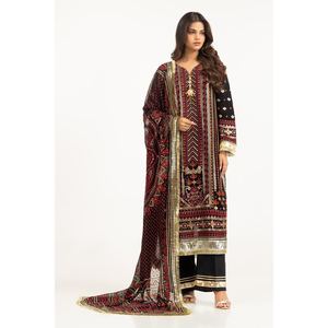Ensemble de costume en mousseline de soie brodée 3 pièces noir pour femmes - Product Image 4