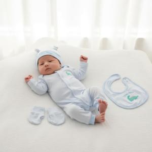 Conjunto de Ropa para Bebé Recién Nacido, Bordado a Mano con Diseño de Dinosaurio, Personalizable OEM/ODM, Mameluco con Botones a Presión, 100% Algodón Orgánico - DR4590 - Product Image 2