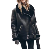 Veste bomber en cuir d'agneau noir de qualité supérieure pour femmes, respirante, streetwear élégant avec col amovible