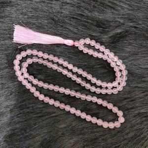 สร้อยคอหินโรสควอตซ์หม่าล่า,สร้อยคอทำมือแบบพู่ลูกปัดสำหรับสวดมนต์ทำสมาธิ108 Jap Mala - Product Image 1