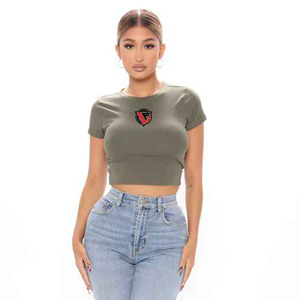 Top corto de ropa activa para mujer, Camiseta deportiva de verano de gran tamaño con mangas cortas, Top corto ecológico para gimnasio y Fitness - Product Image 3