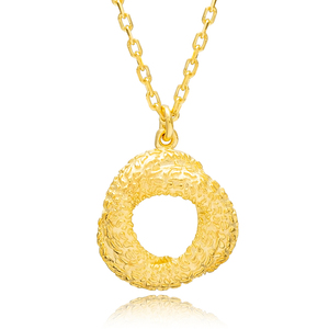 Design minimaliste texturé pendentif à breloques de forme ronde collier turc bijoux en argent Sterling 925 - Product Image 1