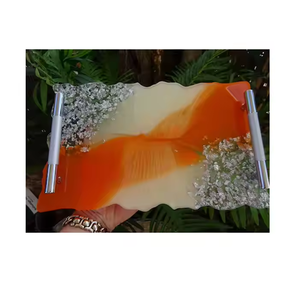 Décor de table d'hôtel plateau de service de fruits en résine époxy meilleure qualité forme ronde nouveau style plateau en résine de taille personnalisée - Product Image 3