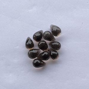 8mm 10mm 12mm Cuarzo ahumado marrón natural Taladro superior sin perforar Gotas facetadas Piedras preciosas sueltas Precio al por mayor Distribuidor en línea Alibaba - Product Image 3