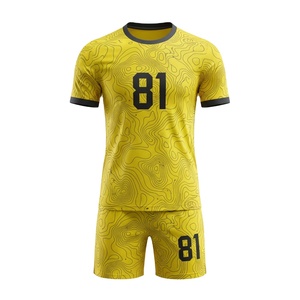 Ensemble complet de maillot et short de football personnalisé 100 % polyester par sublimation, motif vague dégradé bleu-vert, pour équipe sportive, n° 08 - Product Image 2