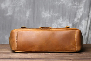 Classic Genuine Leather Laptop Messenger Shoulder Bag Durable Office Use Zipper Closure Protective Waterproof Large Capacity - Product Image 4