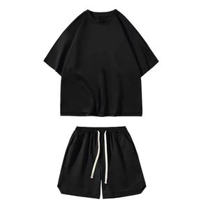 Venta al por mayor Logo Short Men Set 100% algodón Camiseta de manga corta y pantalones cortos Ropa de hombre 2 piezas Short Set bordado personalizado - Product Image 6