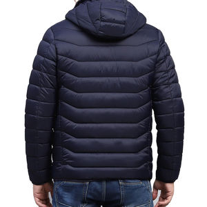 Chaqueta Acolchada con Capucha Azul Marino para Hombre, Cierre de Cremallera, Cortavientos, Informal, de Invierno, Corte Ajustado, Relleno de Poliéster - Product Image 5