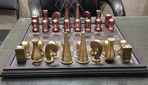 Jeu d'échecs de luxe en aluminium massif or et argent pièces avec grande planche de bois jeu d'échecs en métal fabriqué à la main pour le jeu - Product Image 2