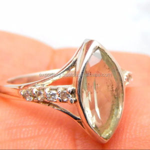 Anillo de plata con piedras preciosas de cuarzo Limón, joyería de plata de ley 925, anillos de compromiso de boda para mujer - Product Image 1