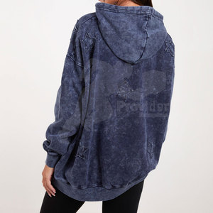 Prix de vente d'usine bon marché, sweats à capuche respirants délavés à l'acide en coton avec logo personnalisé, sweats à capuche délavés à l'acide pour femmes - Product Image 2