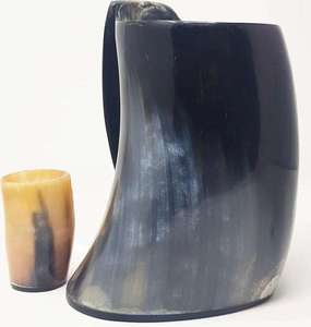 Natural Buffalo Horn Stein with Bamboo Lid Organic Texture Strong Handle for Authentic Drinking Experience for Wine & <b>Beer</b> - Product Image 3