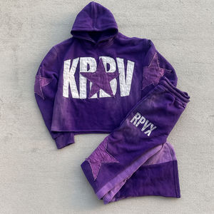 เสื้อฮู้ดกันหนาวมีฮู้ดสำหรับผู้ชายกางเกงวอร์มและชุดเสื้อฮู้ดกันหนาวมีฮู้ดปักลายแนวสตรีทโลโก้ตามสั่ง - Product Image 1