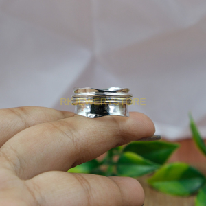Pure 925 Sterling Silver Wide Band Hammered <b>Spinner</b> <b>Ring</b> Fidget Meditation Thumb Band <b>Ring</b> Anxiety Relief Jewelry Gift - Product Image 1