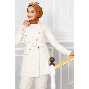 Conjunto de hiyab con cuello de pañuelo decorado con botones, elegante y chic - Product Image 2