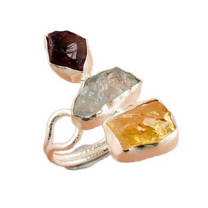 แหวนเงินสเตอร์ลิงทำด้วยมือ925อเมทิสต์พลอยซิทรีนพลอยอะความารีนธรรมชาติเครื่องประดับดีไซน์พิเศษส่งตรงจากผู้ผลิต - Product Image 1