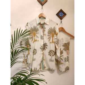 Conjunto de Dos Piezas Exotic for Cream Palm, Atuendo de Verano Moderno para Mujer, Tallas XS-XL, Conjuntos Combinados con Diseño de Palma Crema Pedido - Product Image 3