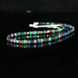 Ethiopian Fire Opal Faceted Rondelle Statement <b>Necklace</b> Custom Handmade 925 Sterling Silver Personalized LUSTRE Judaism - Product Image 5