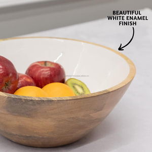 Unitedtradeworld Customizable <b>Large</b> Serving Wooden Salad <b>Bowl</b> Disposable Fruit <b>Bowl</b> Set for <b>Mixing</b> or Tossing - Product Image 3
