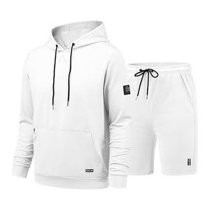 Pullover Boxy Hoodie Sweat <b>Shorts</b> Set Cotton Polyester <b>Fleece</b> Personalized Blank Sports Tracksuit for <b>Men</b> - Product Image 2