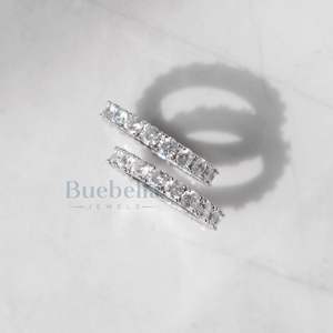 <b>Delicate</b> and Versatile 925 Sterling Silver Simple Tennis Ring Full Diamond Moissanite White Gold Plated Women Ring Gift Jewelry - Product Image 2