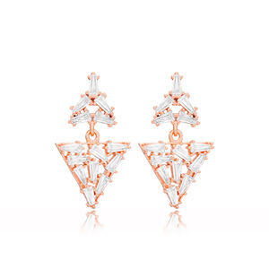 Baguette-pendientes de tuerca de Plata de Ley 925 hechos a mano, joyería geométrica turca, venta al por mayor - Product Image 5