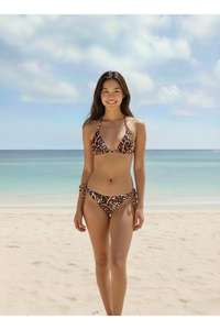 Conjunto de Bikini para Mujer, Top de Bikini Triangular con Tirantes, Parte Inferior con Lazos Laterales, Traje de Baño de Colores Vibrantes, Ropa de Playa, Traje de Baño de Dos Piezas para Fiesta en la Piscina - Product Image 4