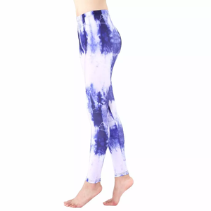 Women's High Waist <b>Tie</b> <b>Dye</b> Yoga <b>Leggings</b> Full Length Sublimation Printed Four-Way Stretch Spandex Polyester Pants - Product Image 2