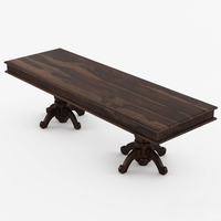 Ensemble de table à manger moderne en teck massif de 11 pièces avec 10 chaises à double piétement, meubles de salle à manger personnalisables