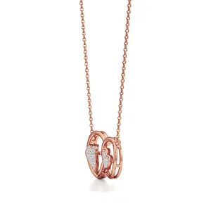 Elira 18K Gold Plated Dual <b>Heart</b> Pendant Zircon <b>Charm</b> Stainless Steel Jewelry - Product Image 3