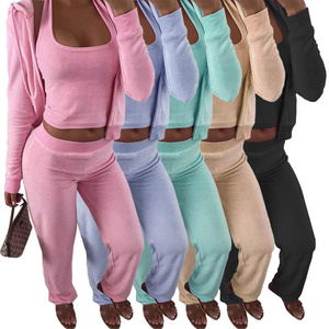 OEM sur mesure, vêtements de sport confortables pour femmes, survêtement en coton doux mélangé, pantalon, ensemble assorti de deux pièces imprimé - Product Image 2