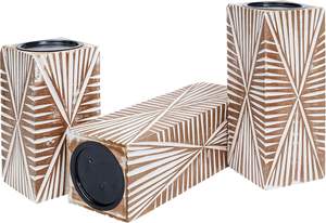 Exquisitos candelabros de madera Lavado blanco natural Acabado con un atractivo rústico atemporal Decoración perfecta para el hogar Calidez y elegancia - Product Image 6